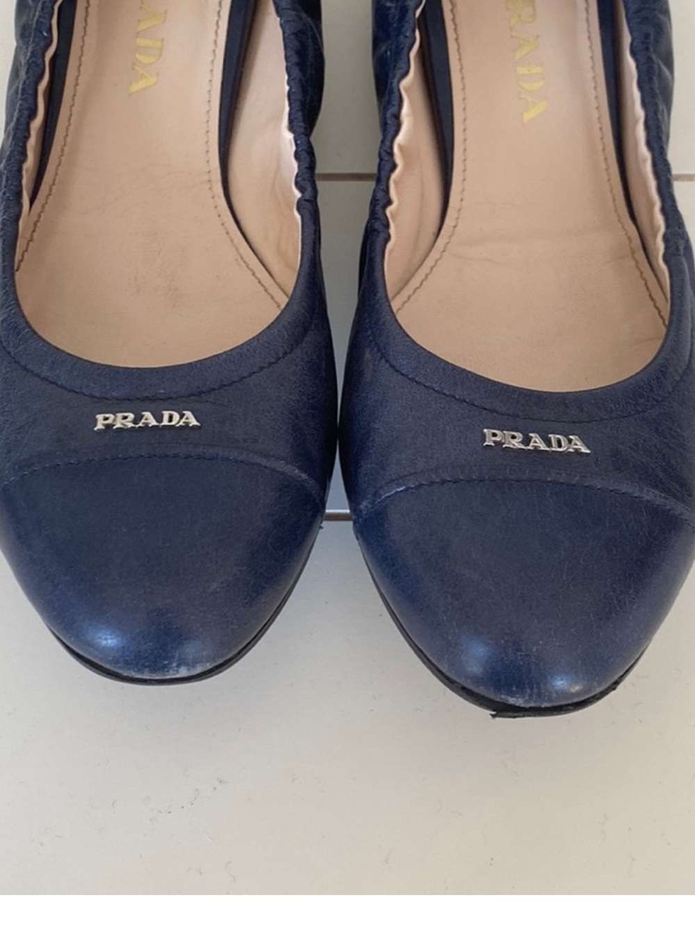 PRADA shoes loafers flats size 39.5, 9.5 blue leather - Picture 2 of 6
